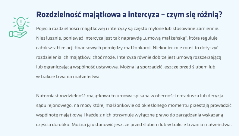 Rozdzielność majątkowa a intercyza