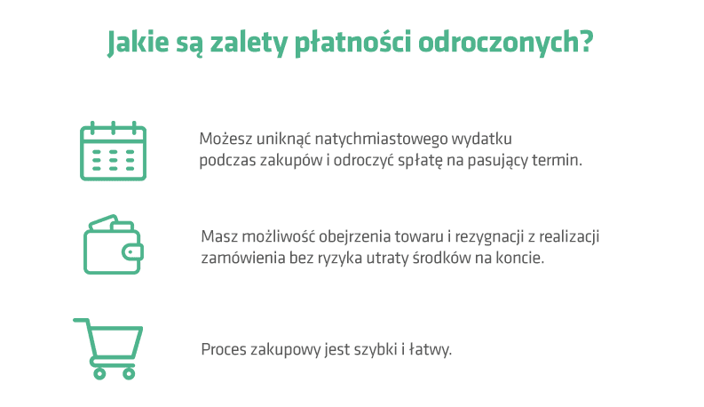 Zalety płatności odroczonych – infografika 