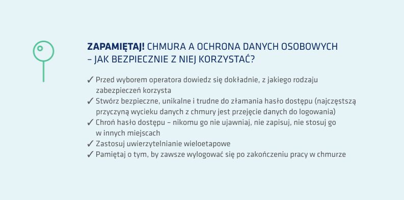 Chmura a ochrona danych osobowych – jak bezpiecznie z niej korzystać? (infografika)