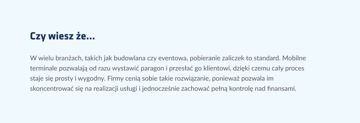 Ciekawostka na temat pobierania zaliczek w firmach usługowych za pomocą mobilnego terminala