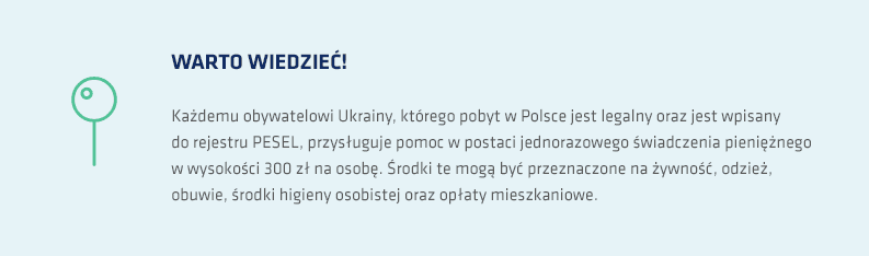 Jednorazowe świadzczenie pienieżne dla uchodźców w wysokości 300 zł 