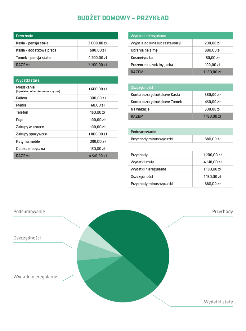 Infografika: Wydatki domowe Excel: budżet domowy – przykład