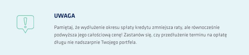 Ramka: Wydłużenie okresu spłaty kredytu – ostrzeżenie 