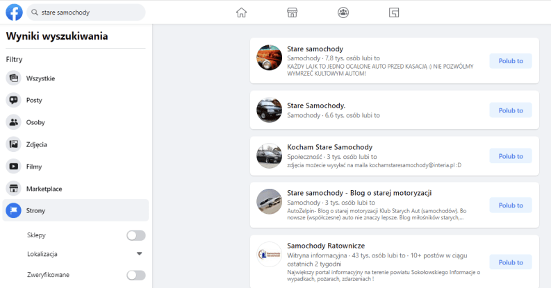 Jak korzystać z Facebooka – wyszukiwarka